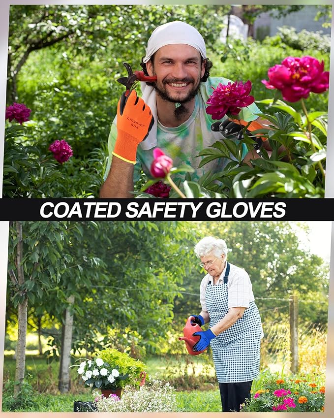 Maxcheck 54 Pairs PU Coated Gloves Bulk, Reusable Rubber Safety Gloves for Men Women Work Warehouse, Mechanic, Woodworking