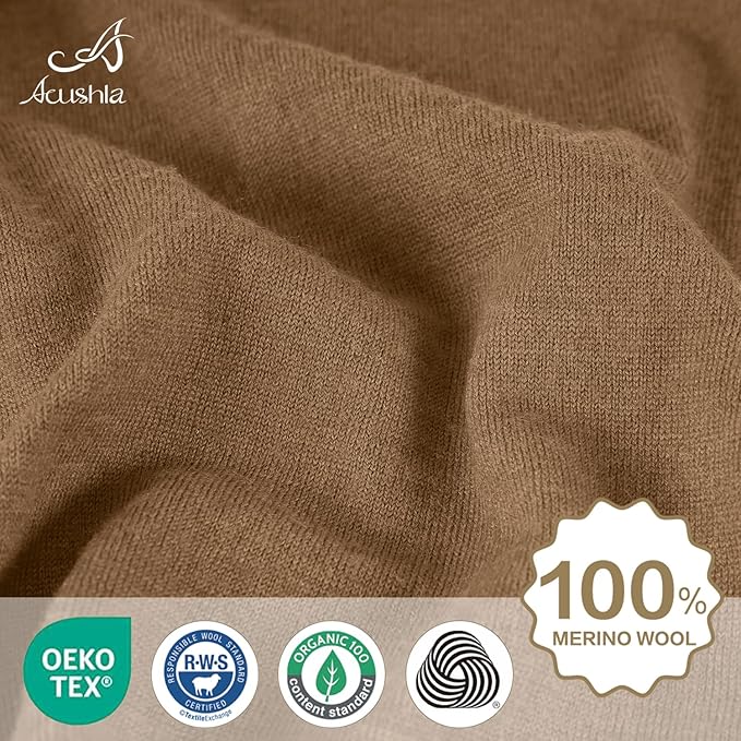 ACUSHLA 100% Merino Wool Neck Gaiter for Men & Women Ski Face Mask Winter Scarf Neck Warmer All Weather, Midweight Maple Leaf
