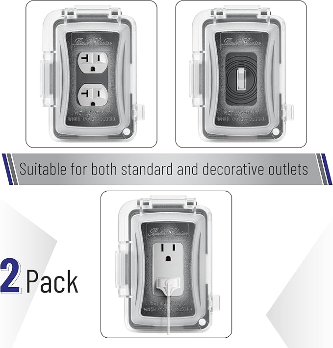 Bates Choice Weatherproof Electrical Outlet Cover, 2 Pack, 1-Gang, Outdoor Outlet Cover, Weatherproof, Outlet Cover Box