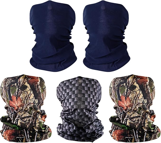 S A Company 5-Pack UV Face Shield | UV 30+ Multipurpose Neck Gaiter Balaclava for Adults | Multiple Color Packs