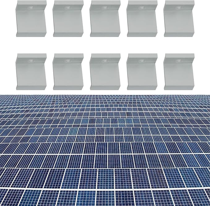 10 Pcs Adjustable Solar Panel Mount End Clamp, Solar Panel Attachment Mounting Bracket Roof Mount End Clips, Solar End Clamp Solar Panel Mounting Z Bracket Clamps(35mm)