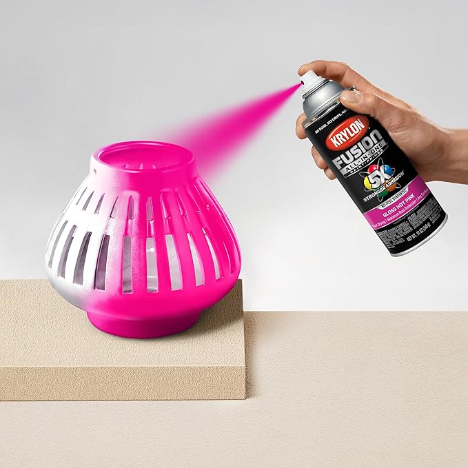Krylon Fusion All-In-One Adhesive Spray Paint for Indoor/Outdoor Use, 12 oz, Hot Pink