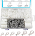 TWTADE 306PCS White Cable Clamps Assortment Kit, Nylon Plastic R-Type 6 Sizes 3/16'' 1/4'' 3/8'' 1/2'' 3/4'' 1'' Cable Mounting Wire Clips Fastener with Screws for Wire Management