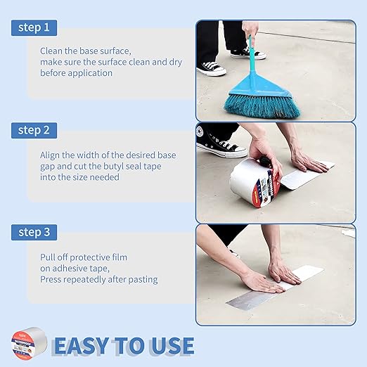 Waterproof Tape for Leaks Aluminum Butyl Tape with Adhesive for RV Repair, Glass Repairs, Air Mattress Patch, Window Caulking, Boat Sealing, Roof Patching 4in x 32.8ft