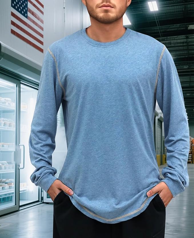 TICOMELA FR Shirts for Men 4oz Lightweight Flame Resistant Crewneck T-Shirts 100% Cotton Fire Retardant Henley Shirts