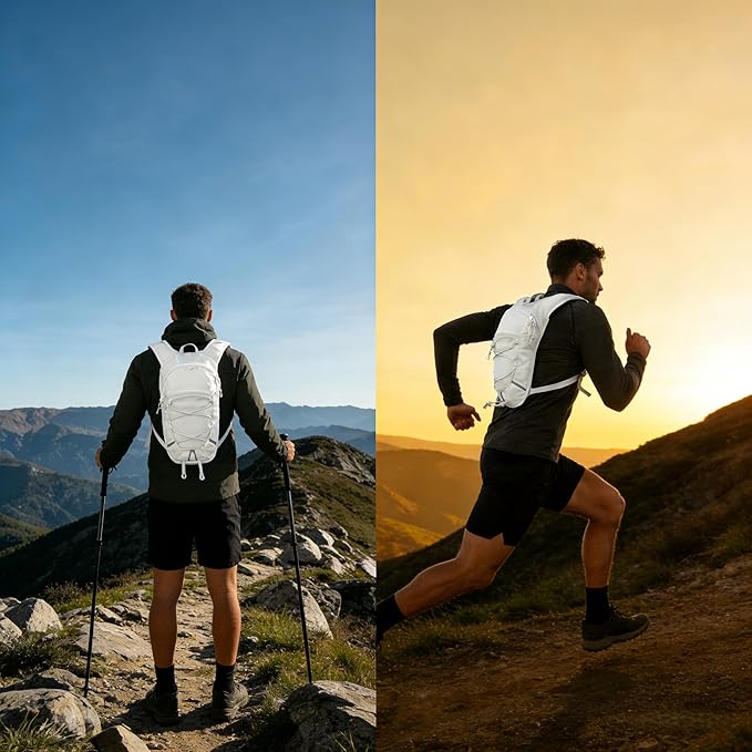 Lightweight Hydration Backpack 2L Water Bladder Pack for Running, Cycling, Hiking – Anti-Theft Water Backpack with Phone Holder, Trekking Pole Holder & Reflective Strips for Men & Women