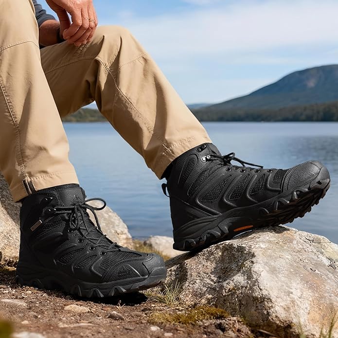 NORTIV 8 Men's Ankle High Waterproof Hiking Boots Outdoor Lightweight Shoes Trekking Trails Armadillo