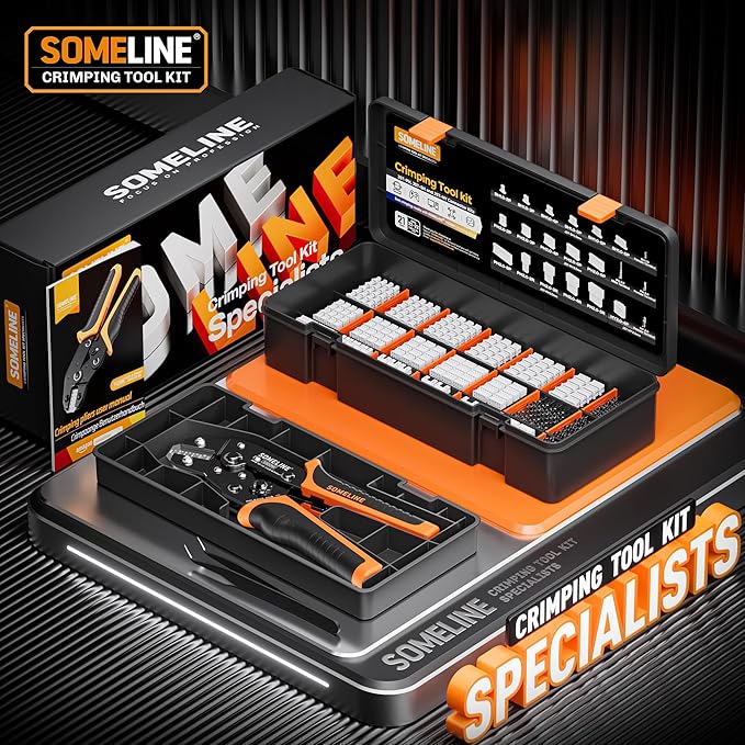 SOMELINE Crimp Tool Connector Kit, JST-SH 1.0mm/PH 2.0mm Connector Set, 21 Types of Connectors, 32-22 AWG Ratcheting Crimper for JST Molex TE 1.0mm/1.25mm/1.5mm/2.0mm
