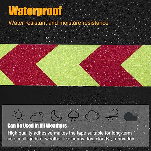 Reflective Tape, Waterproof Self Adhesive Dot Reflective Tape Outdoor Safety Caution Reflector for Trailers, Bikes, Cars（Red Yellow, 2 Inch x 65 Feet）