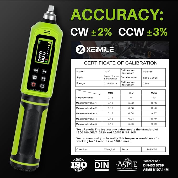 Digital Torque Screwdriver,1.3-89In.Lb/0.15-10N.m,1/4 Inch Drive Inch Pound Electronic Torque Wrench Screwdriver Set with ±2% Accuracy,Vibration Buzzer Indicator for Gunsmithing,Scope Mounting