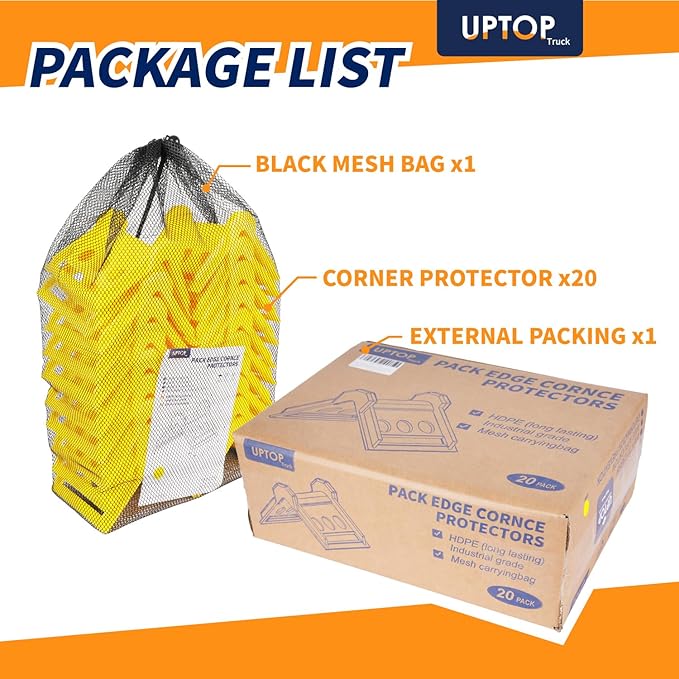 UPTOP 20 Pack ratchet strap corner protectors, 4” wide edge protectors, flat bode protectors, cargo load corner edge protector