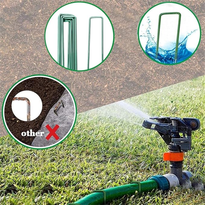 Garden Stakes Ground Staples Landscape Securing Anchor Pegs Gardening Pins Spikes for Lawn Farm Weed Barrier Grass Fabric 10 PCS