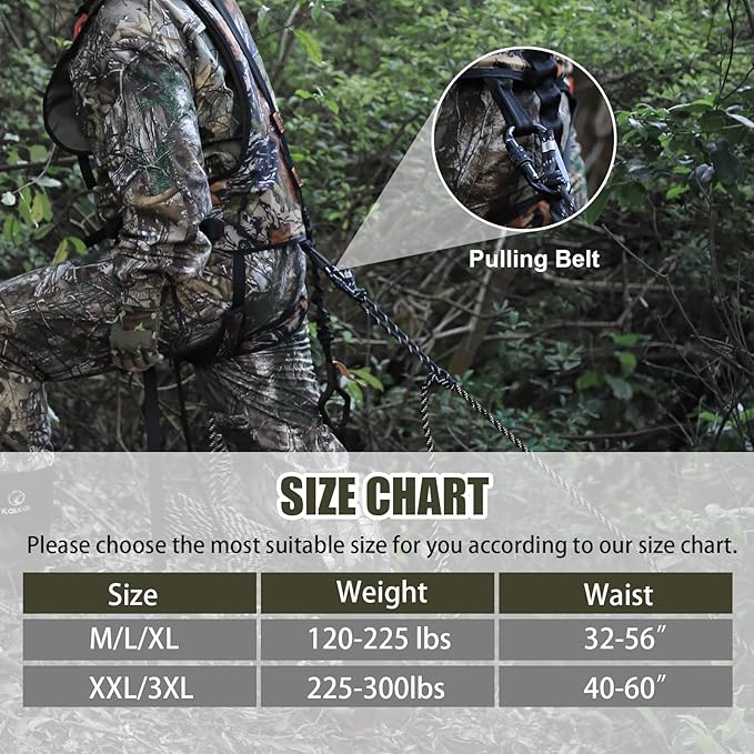 Kalkal Tree Stand Harness, Hunter Safety System Harness for Tree Stand, Lightweight Padded Hunting Safety Harness for Men