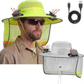 2 Pcs Sun Hat with Fan Solar&USB Powered for Men Women UPF 50+ UV Protection Wide Brim Safety Sun Hat for Out Work