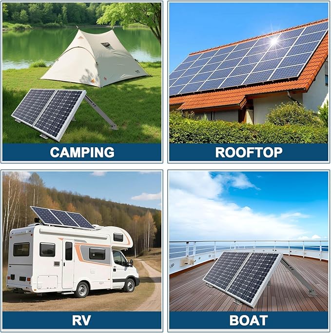 GCCSJ 2 Sets Solar Panel Mounting Brackets, 14-27 inch Adjustable Solar Panel Tilt Mount Brackets, Aluminum Alloy Solar Panel Mounting Kit Suitable for 100-450W Solar Panels for RV Roof Boat Camping