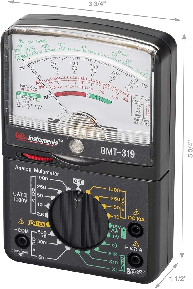 Gardner Bender GMT-319 Multimeter Tester, RJ-45 & RJ-11, 7 Function / 19 Range 1000V Black
