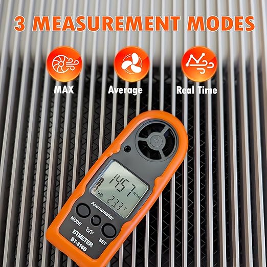 BTMETER Anemometer Handheld Wind Speed Meter, Mini Digital Air Flow Meter with LCD Backlight/Wind Chill & Temp, Max/Avg/Current Mode to Measure Air Flow Velocity for Kayaking Drone HVAC 816B-2pcs