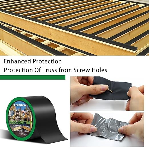 Butyl Tape, 4" X 50' Weather Resistant Deck Tape, Anti-Corrosion Flashing Tape for Decks, Beams and Wood (4 Rolls)