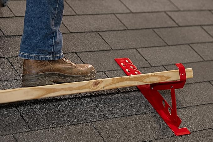Guardian 2501 Fixed Roofing Bracket for 45 Degree Roof Pitch 10 Inch by 45-Degree Fixed Angle Platform Powder Coated Red OSHA Compliant