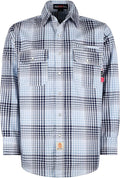BOCOMAL FR Shirts for Men Snaps Down 7.5oz Water Repellent Fire Resistant Welding Jackets-NFPA2112 CAT2