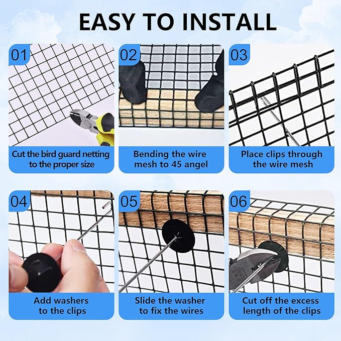 10in X 100ft Critter Guard for Solar Panels, 1/2inch PVC Coated Solar Panel Guard, Critter Guard Roll Kit for Solar Panel Wire Mesh, Black Pigeon Barrier with 120pcs Fasteners, Cutting Scissor, Gloves