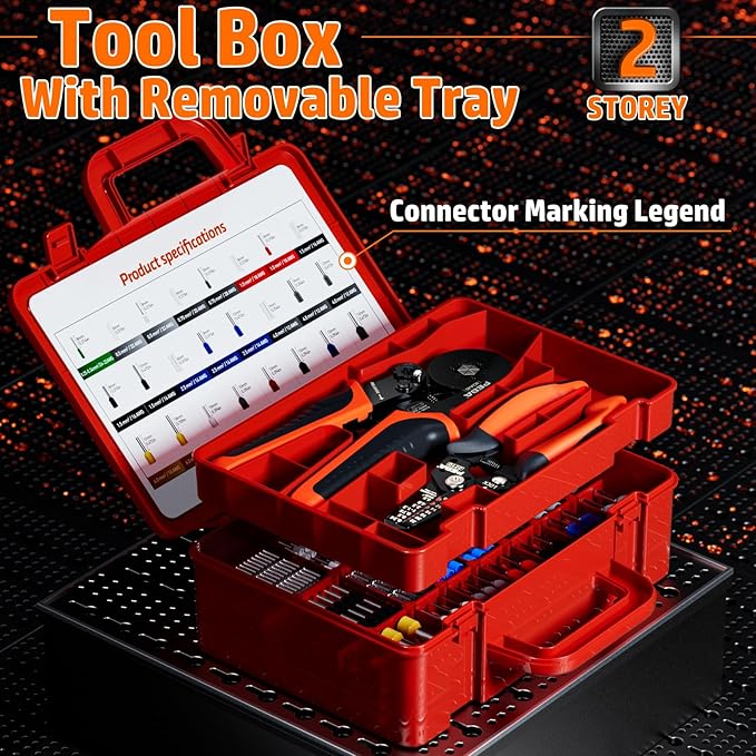 PEBA Ferrule Crimping Tool Kit - 24 Sizes Wire Ferrules and Hexagon Crimping Pliers AWG28-7 & Wire Stripper for Electrical Wiring/DIY Terminals | Self-Adjusting Ratchet Crimper - Copper Ferrule Kit