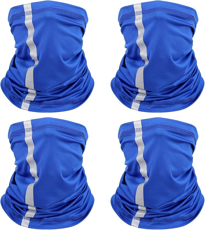 SATINIOR 4 Pcs Neck Gaiter for Men Reflective Face Mask Cover, UV Sun Protection Neon Balaclava Hi Vis Bandana for Work