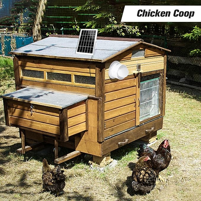 Solar Powered Exhaust Fan, 15W Solar Panel + 6" Ventilation Vent Fan for Outside Greenhouse, Chicken Coop, Shed, Pet House