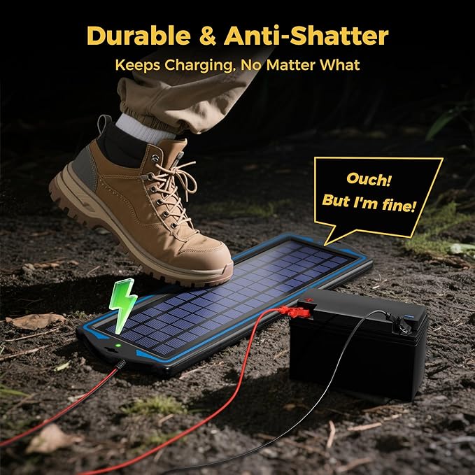 SUNAPEX 12V Solar Battery Charge: 5W Waterproof Portable Solar Panel Kit - Battery Maintainer Trickle Charger - with Upgrade Built in Charge Controller for Car Boat RV Trailer Automotive Motorcycle