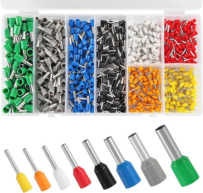 Ferrule Crimping Tool Kit, Crimper Plier with 800PCS Wire Ferrules Kit Wire End Terminals, Self-adjustable Ratchet Tool Set for AWG 23-7 Cable connectors, 0.25-10mm² (HSC8 6-4A + 800)