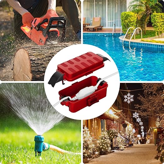 Flemoon [2 Pack] IP55 Small Outdoor Electrical Box Waterproof (Inner 5.9 x 3.2 x 1.8inch), Extension Cord Cover with Detachable Awning Covers for Plug, Outlet, Holiday Lights, Red