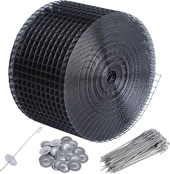 1/2" 6" X 100' Solar Panel Bird Guard Mesh, with 60 Fastener Clips Critter Guard for Solar Panels, PVC Coated Galvanized Bird Guard, for Squirrel,Bird,Critters Proofing