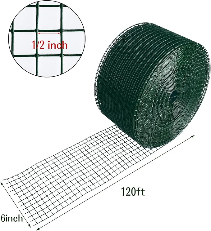 Solar Panel Bird Guard,6inx120ft Critter Guard for Solar Panels with 100pcs Fastener Clips,PVC Coated Galvanized Pigeon Solar Panel Mesh,Critter Guard with Plier,Gloves for Bird Proofing