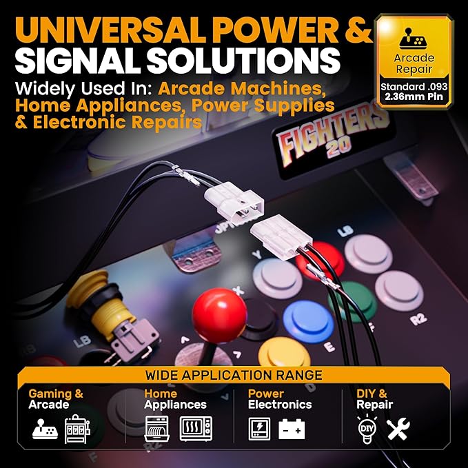 SOMELINE Standard .093" (2.36mm) Connector Crimping Tool Kit, 5.03mm Pitch Pin & Socket Housing (2-15 Pin), 20-14 AWG Terminals, Compatible with Molex .093 for Vintage Arcade, Pinball & PSU Repair