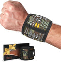 HiRui Magnetic Wristband for Tools – Ultra-Strong 15 Neodymium Magnets Hold Screws, Nails & Bits, Dual Pockets – Hands‑Free for DIY, Home Repairs, Auto – Gift‑Ready for Dad, Husband, Grandpa (CAMO)