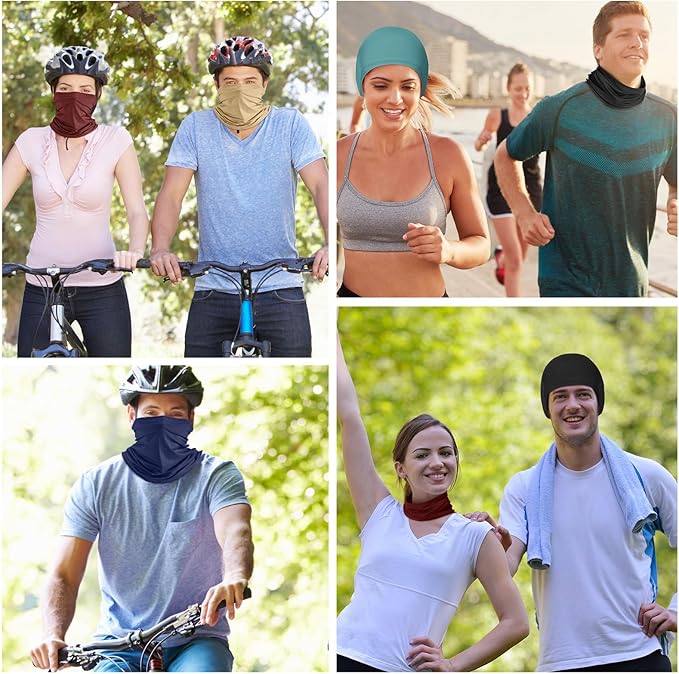 Geyoga 6 Pieces Summer UV Protection Cooling Neck Gaiter Face Clothing Neck Gaiter Mask Scarf Sunscreen Breathable Bandana