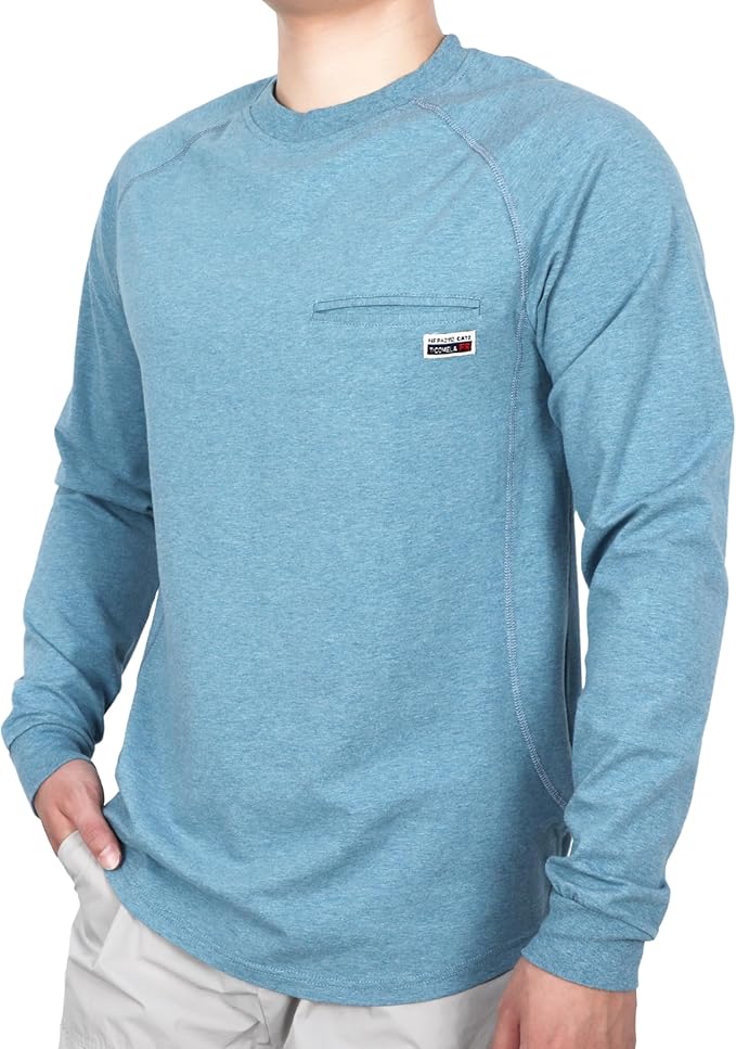 TICOMELA FR T-Shirt, Flame Resistant, Stretch Fit, Hidden Pocket, 6oz Crew Neck Work Shirt for Men 100% Cotton