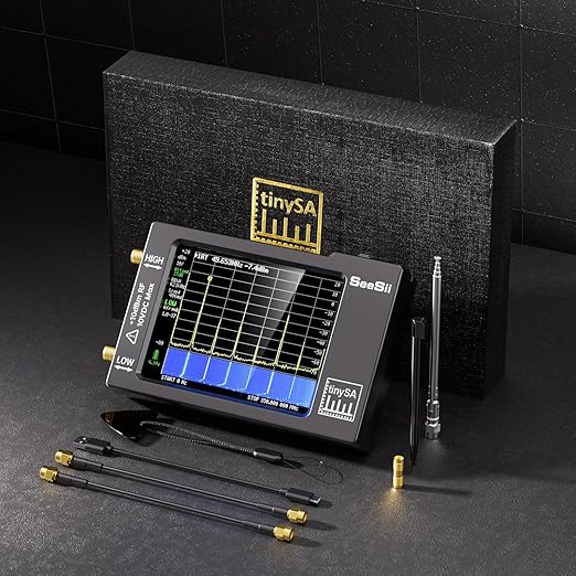 Portable TinySA Spectrum Analyzer,SEESII Upgraded V0.3.1 Handheld Tiny Frequency Analyzer 100kHz to 960MHz MF/HF/VHF UHF Input,Signal Generator with 2.8 inch Touch Screen with ESD Protect Function
