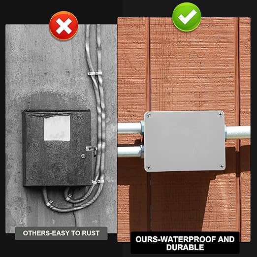 Kanayu Conduit Box Electrical Junction Box Plastic Dustproof Waterproof Gray White Protect Conduits and Fittings Universal Electrical Project Enclosure for Outdoor(8'' x 6'' x 4'')