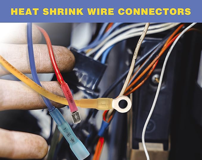 haisstronica Crimping Tool for Heat Shrink Connectors HS-8327 with 280PCS Marine Grade Heat Shrink Wire Connectors,Tinned Red Copper AWG 22-10 Electrical Ring Fork Spade Splice(3Colors/21Size)