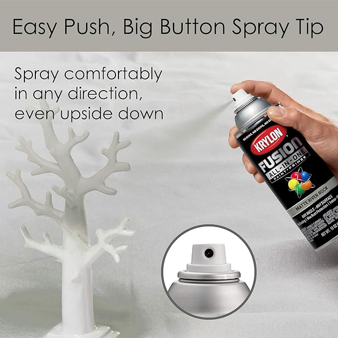 Krylon Fusion All-In-One Adhesive Spray Paint for Indoor/Outdoor Use, 12 oz, River Rock