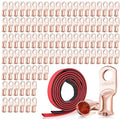 XHF 100PCS 1/0 AWG-3/8 Heavy Duty Battery Lugs with 3:1 Heat Shrink Tubing, Ring Terminals Battery Cable Ends Copper Eyelets Electrical Battery Connectors