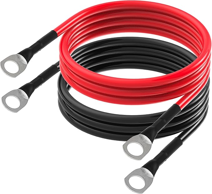8 AWG Battery Cable 8AWG Gauge Battery Inverter Cables for Automotive Solar Marine Boat RV Car Motorcycle (8 AWG, 4FT, 3/8")