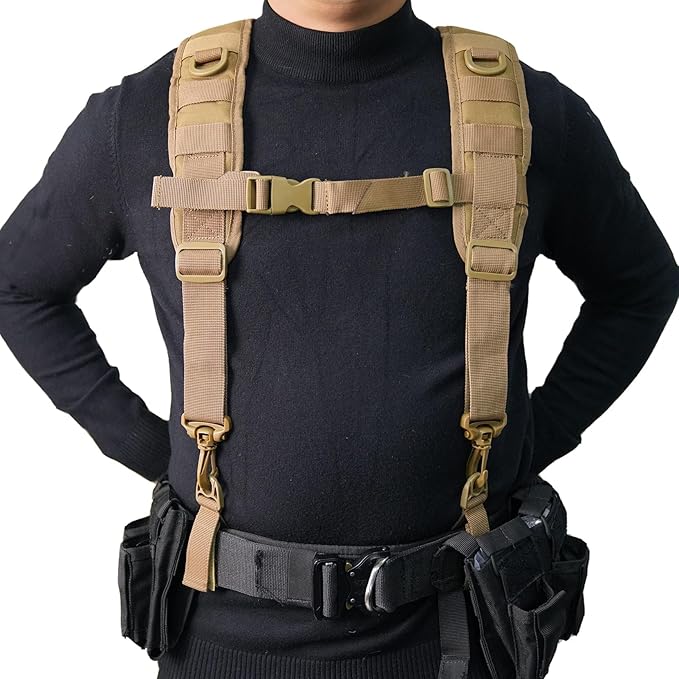 MELOTOUGH Tactical Outdoor H-Harness Duty Belt Suspenders (Battle Belt not Included)