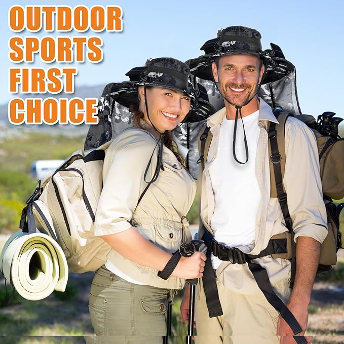 Chuarry Wide Brim Sun Hat with 2 Fan Outdoor Solar Powered USB Charging Fishing Hat with Neck Flap for Men Women