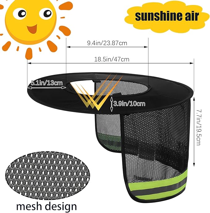 Jspupifip 20 Pack Hard Hat Sun Shade Full Brim Sun Shield High Visibility Visor with Reflective Strip for Hard Hat Accessories Construction Sites