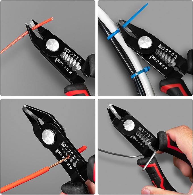 KAIWEETS Wire Cutters 6-Inch Flush cutter with Supplementary Stripping, Cutting Pliers, Handy and Slim Diagonal Cutters, Side Cutting Pliers, Sharp Snip, Safety Lock