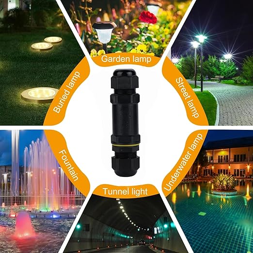 IP68 Waterproof Junction Box Outdoor I-Shape 2way 5Pin (AC450v,32A) M25 Wire Range(8-12mm) Electrical Cable Connector,Suitable for Repair and Extend Power Cables,UL（2Pack）