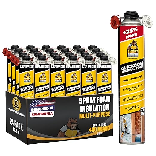 UPGRADED v2.0 Closed Cell Spray Foam Insulation - 32.8 oz Can, DIY Wide Polyurethane Expanding Sealant for Garage Door, Attic, Covers 480 Board Feet (24 Pack, Gun & Cleaner Not Included)