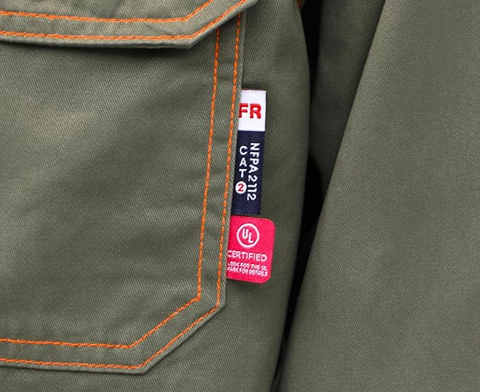 BOCOMAL FR Shirts for Men Snaps Down 7.5oz Water Repellent Fire Resistant Welding Jackets-NFPA2112 CAT2